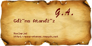 Güns Atanáz névjegykártya